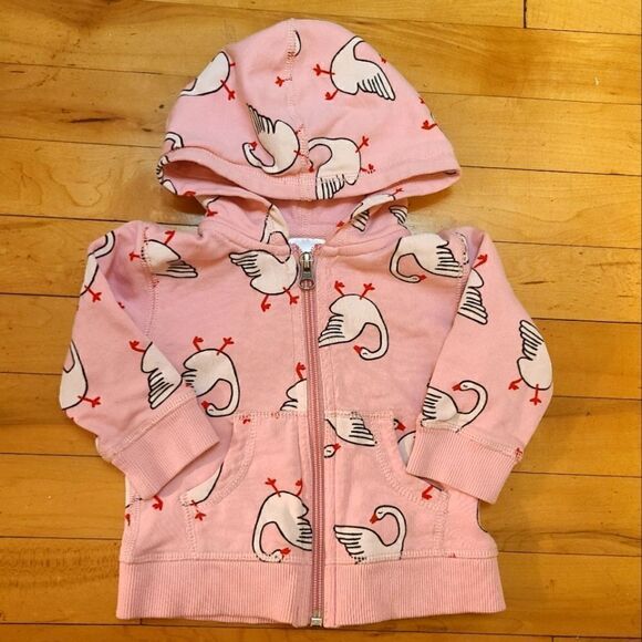Hanna Andersson Pink Swan Zip Hoodie - Picture 1 of 5